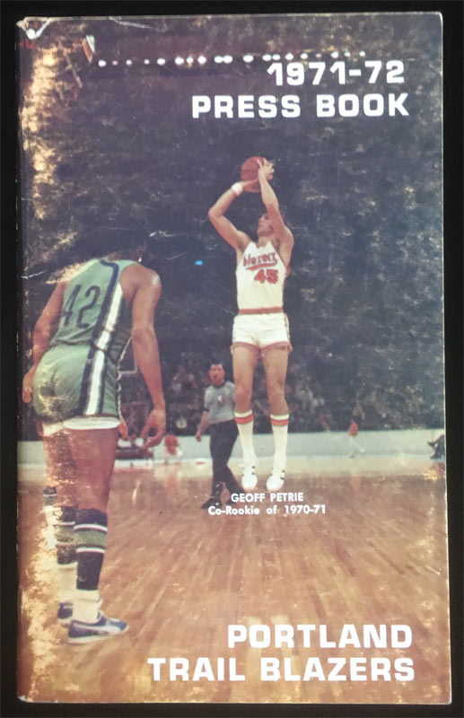 Portland Trail Blazers 1971-72 2nd Year NBA Basketball Media Guide
