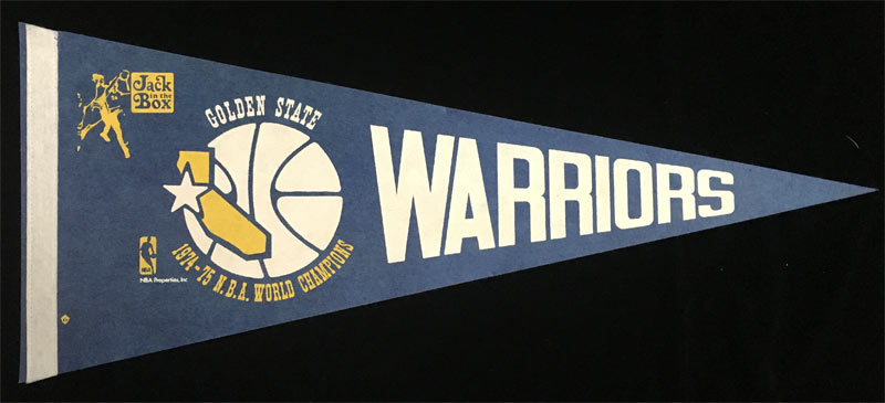 Golden State Warriors 1974-75 NBA World Champions Jack in the Box Promo Pennant