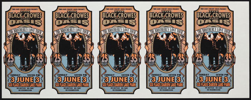 Mark Arminski Black Crowes and Oasis - Brotherly Love Tour Uncut Handbill Sheet