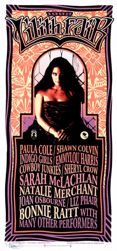 Mark Arminski 1998 Lilith Fair - Sarah McLachlan - Indigo Girls - Sheryl Crow Handbill