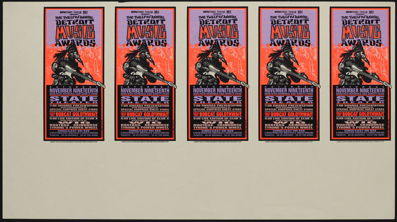 Mark Arminski The Twelfth Annual Detroit Music Awards Uncut Handbill Sheet