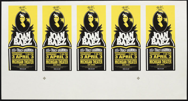 Mark Arminski Joan Baez Uncut Handbill Sheet