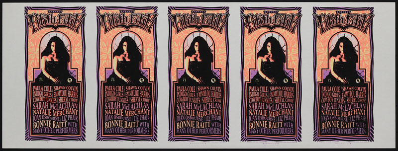 Mark Arminski 1998 Lilith Fair - Sarah McLachlan - Indigo Girls - Sheryl Crow Uncut Handbill Sheet