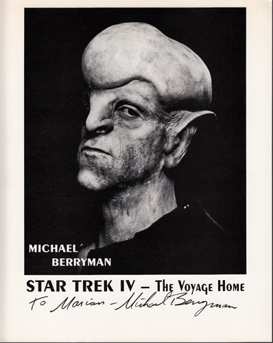 Michael Berryman as Starfleet Display Officer of Star Trek IV: The Voyage Home Autographed Photo