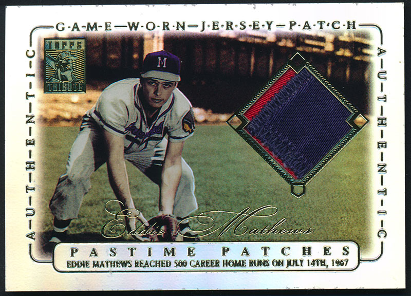 2002 Topps Tribute Eddie Mathews Pastime Patches Baseball Card