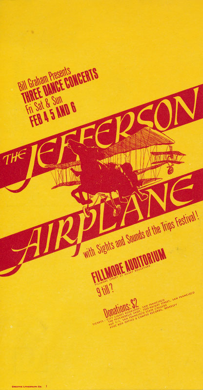 BG # 1 Jefferson Airplane Fillmore postcard - stamp back BG1