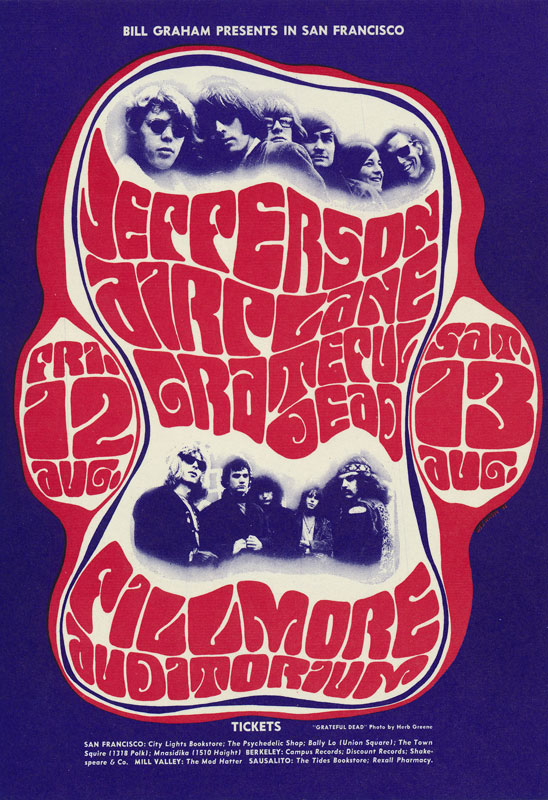 BG # 23 Jefferson Airplane Fillmore postcard - stamp back BG23