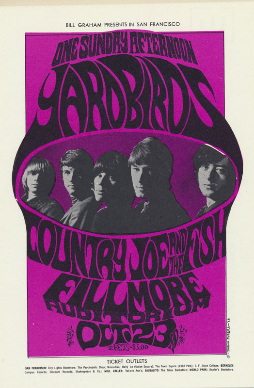 BG # 33 Yardbirds Fillmore postcard - stamp back BG33