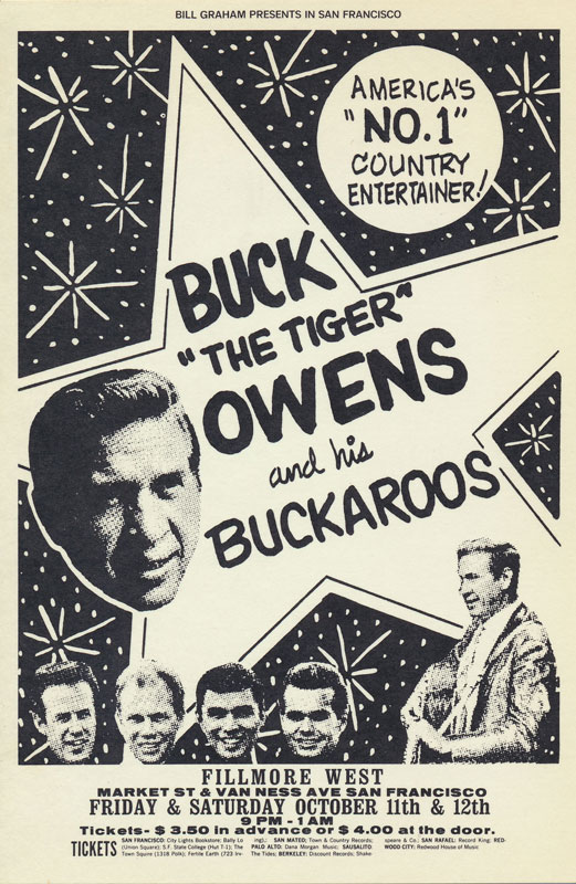 BG # 140A Buck Owens & his Buckaroos Fillmore postcard - blank back BG140A