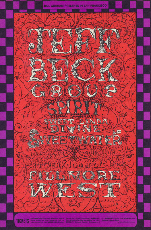 BG # 148 Jeff Beck Group Fillmore postcard - ad back BG148