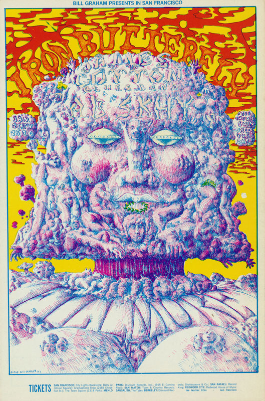 BG # 157 Iron Butterfly Fillmore postcard - stamp back BG157