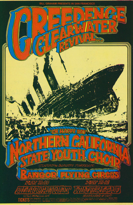 BG # 174 Creedence Clearwater Revival Fillmore postcard - ad back BG174