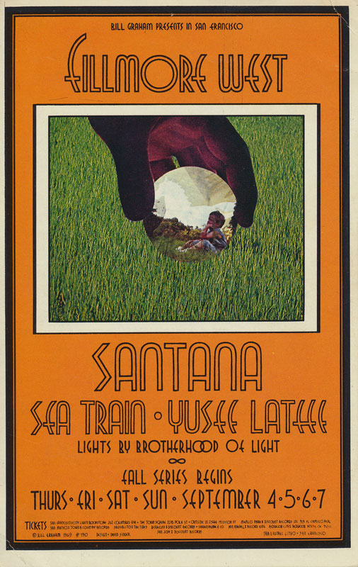 BG # 190 Santana Fillmore postcard - ad back BG190