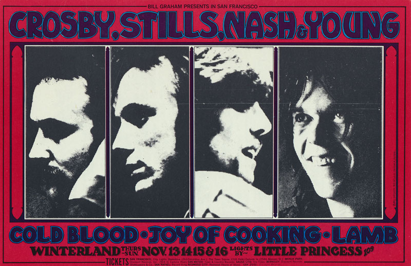 BG # 200 Crosby Stills Nash & Young Fillmore postcard - ad back BG200
