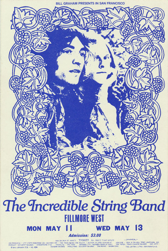 BG # 232A Incredible String Band Fillmore Monday - Wednesday Ticket BG232A