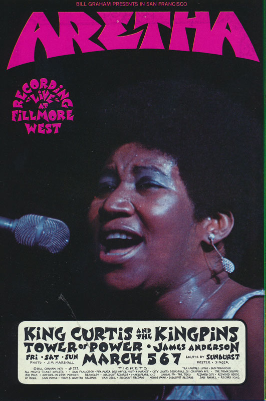 BG # 272 Aretha Franklin Fillmore postcard - ad back BG272