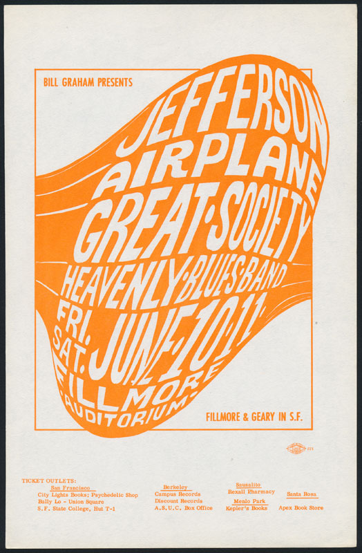 BG # 10 Jefferson Airplane Fillmore Handbill BG10