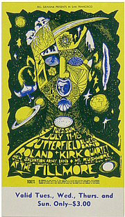 BG # 72 Butterfield Blues Band Fillmore Tuesday - Sunday ticket BG72