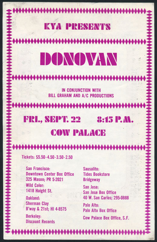 BG # 86alt Donovan Fillmore handbill BG86alt