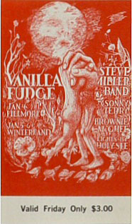 BG # 101 Vanilla Fudge Fillmore Friday ticket BG101