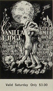 BG # 101 Vanilla Fudge Fillmore Saturday ticket BG101