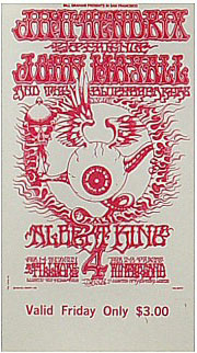 BG # 105 Jimi Hendrix Experience Fillmore Friday ticket BG105