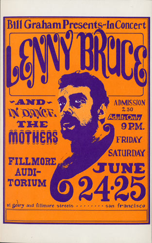 BG # 13-b Lenny Bruce Fillmore postcard - stamp back BG13