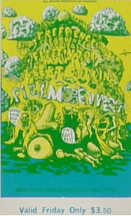BG # 156 Creedence Clearwater Revival Fillmore Friday ticket BG156