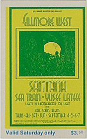 BG # 190 Santana Fillmore Saturday ticket BG190