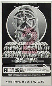 BG # 191 Steve Miller Band Fillmore Thursday - Sunday ticket BG191