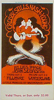 BG # 194 Crosby Stills Nash & Young Fillmore Thursday - Sunday ticket BG194
