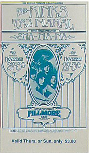 BG # 204 Kinks Fillmore Thursday - Sunday ticket BG204