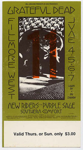 BG # 237 Grateful Dead Fillmore Thursday - Sunday ticket BG237