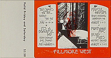 BG # 245 Ten Years After Fillmore Friday - Saturday ticket BG245