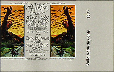 BG # 250 Chuck Berry Fillmore Saturday ticket BG250