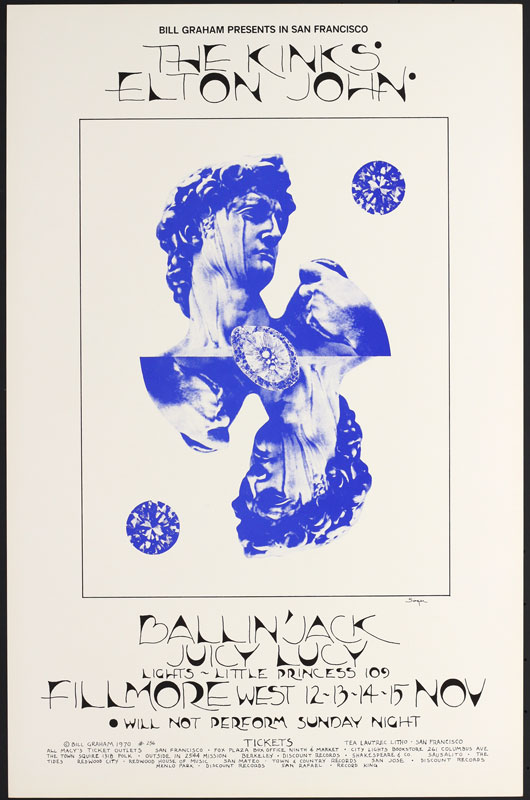 BG # 256-1 Kinks Fillmore Poster BG256