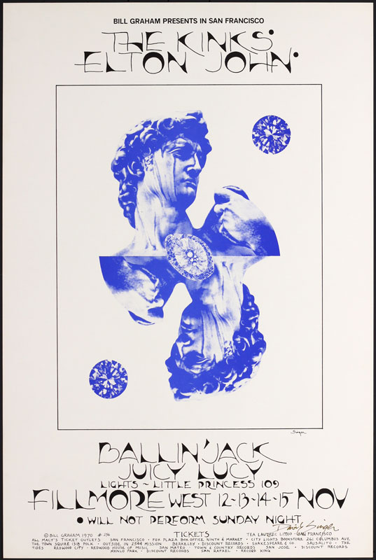 BG # 256-1 Kinks Fillmore Poster BG256