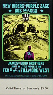 BG # 271 New Riders of the Purple Sage Fillmore Thursday - Sunday ticket BG271