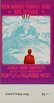 BG # 271 New Riders of the Purple Sage Fillmore Friday ticket BG271