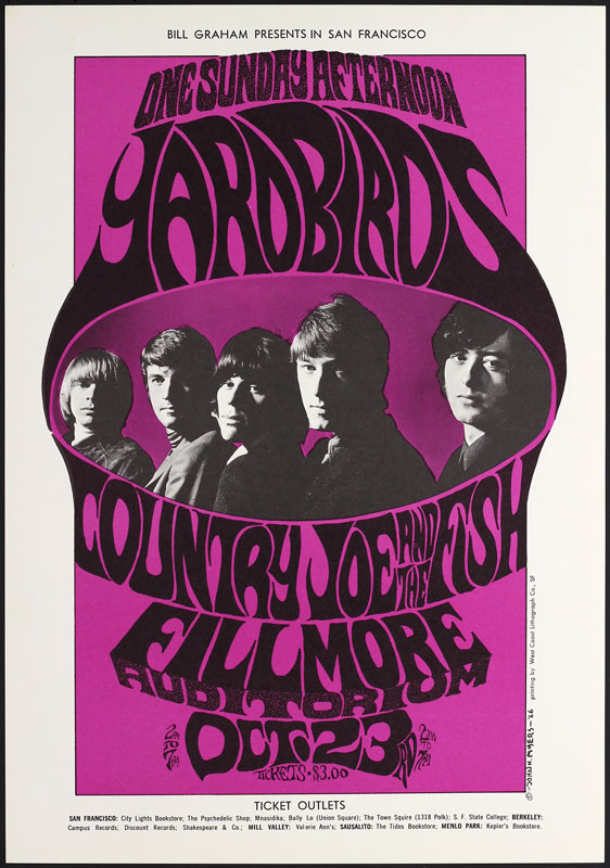 BG # 33-3 Yardbirds Fillmore Poster BG33