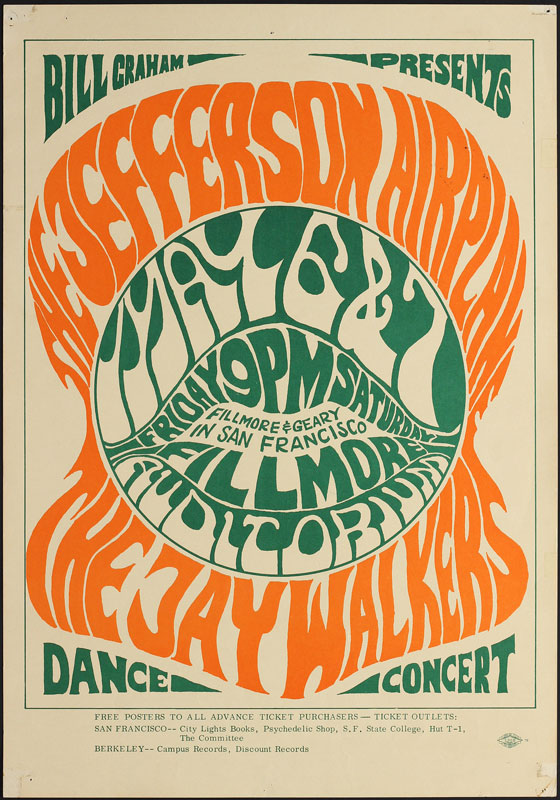 BG #5-1 1966 Jefferson Airplane Fillmore Poster Wes Wilson BG5 BG-5