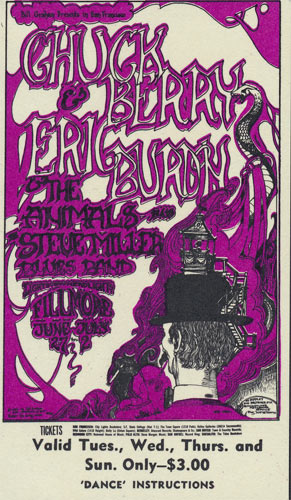 BG # 70 Chuck Berry Fillmore Tuesday - Sunday ticket BG70