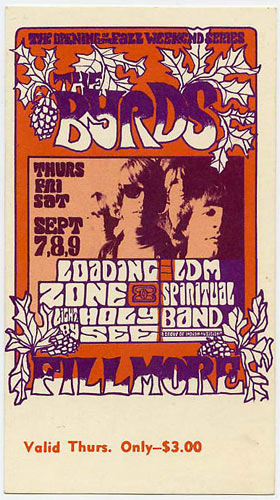 BG # 82 Byrds Fillmore Thursday ticket BG82