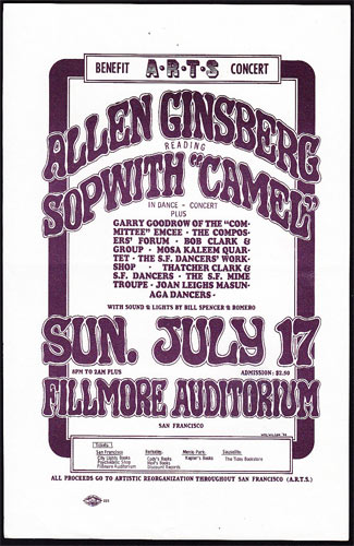 BG # ARTS Allen Ginsberg Fillmore Handbill BGARTS