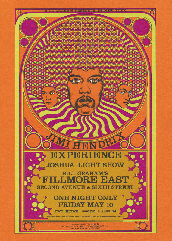 BG # NY7-r Jimi Hendrix Experience Fillmore postcard BGNY7