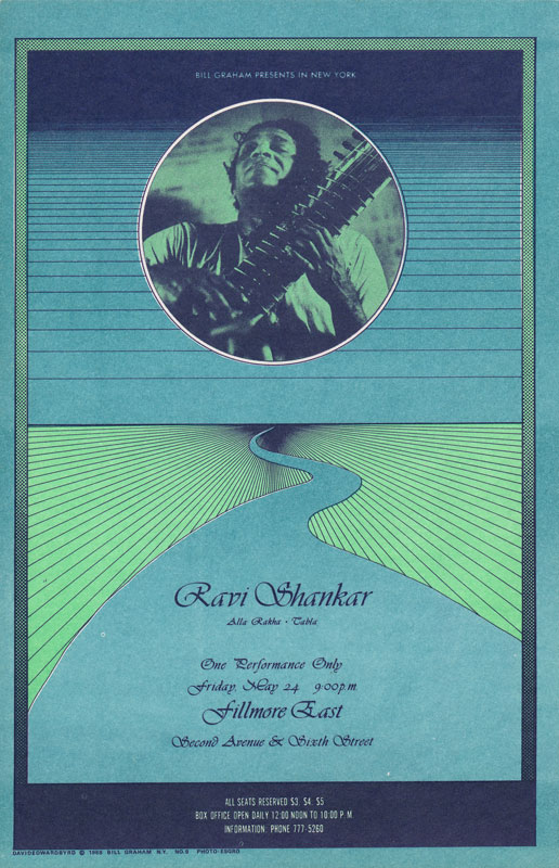 BG # NY9-1 Ravi Shankar Fillmore postcard - stamp back BGNY9