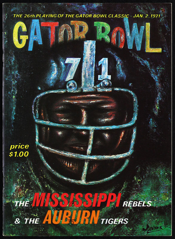 1971 26th Annual Gator Bowl Mississippi vs Auburn College Football Program