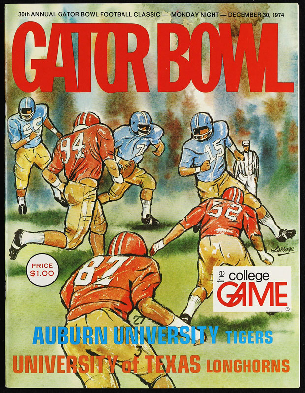 1974 30th Annual Gator Bowl Auburn vs Texas College Football Program