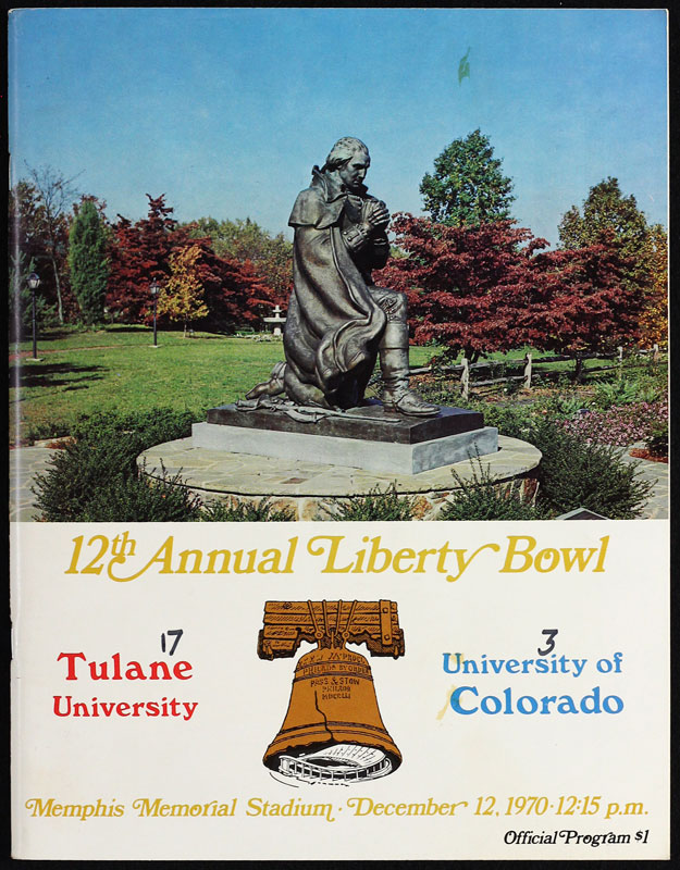 1970 12th Annual Liberty Bowl Tulane vs Colorado College Football Program