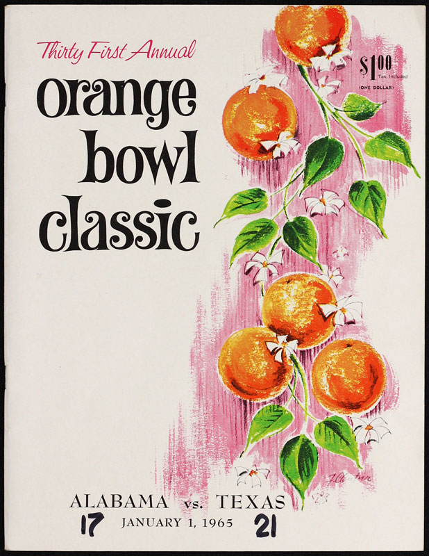 1965 31st Annual Orange Bowl Alabama vs Texas  College Football Program